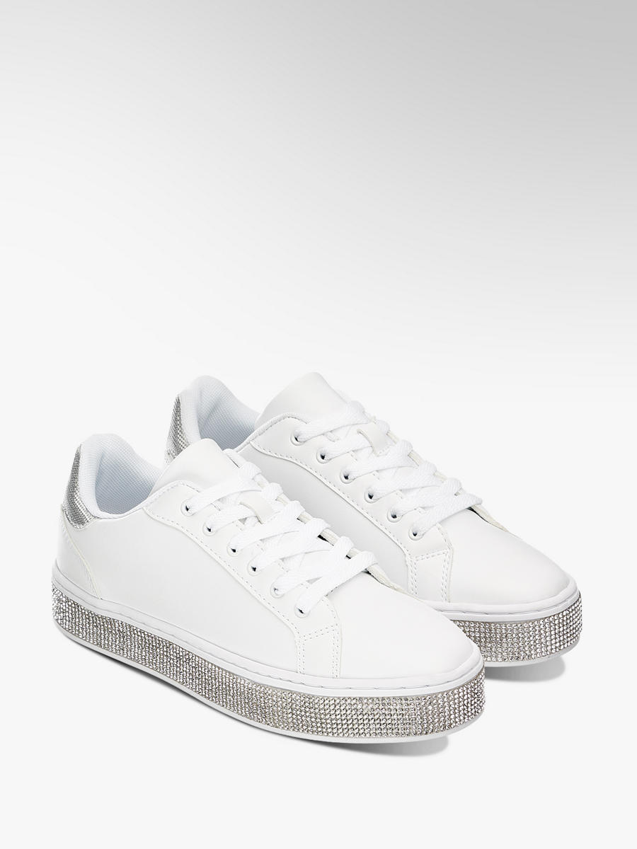 białe sneakersy damskie Graceland na błyszczącej podeszwie - 1102673 deichmann.com