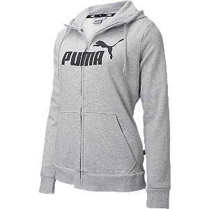 Puma Grijze ESS Logo Full-Zip Hoodie Fleece Dames maat M online kopen
