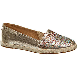 Graceland Gouden Espadrille Ballerina Steentjes graceland kopen in de aanbieding