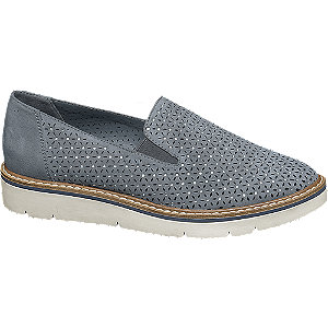 Graceland Blauwe Instapper Perforatie graceland kopen in de aanbieding