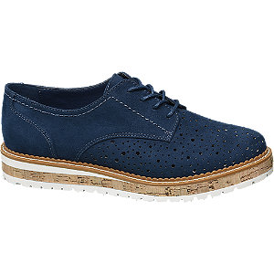 Graceland Blauwe Dandy Veterschoen Perforatie graceland kopen in de aanbieding