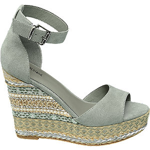 Lichgroene sandalette sleehak Graceland maat 36 Lederen enkellaars met sleehak Schoenen Dames vanHaren