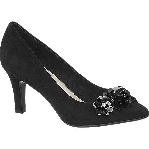 5Th Avenue Zwarte Suede Pump Bloemen 5th avenue kopen in de aanbieding