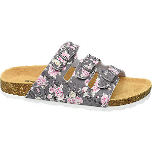 Graceland Grijze Slipper Bloemen graceland kopen in de aanbieding
