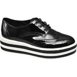 Graceland Zwarte Veterschoen Plateauzool graceland kopen in de aanbieding