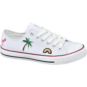 Vty Witte Canvas Sneaker Applicaties vty kopen in de aanbieding Vty Witte Canvas Sneaker Applicaties vty kopen in de aanbieding