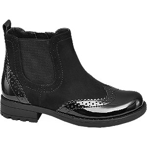 black patent brogue chelsea boots
