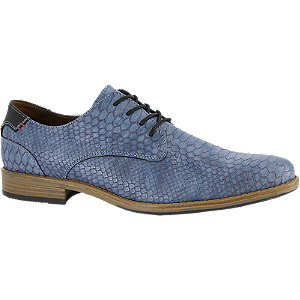 Blauwe veterschoen crocoprint Memphis One