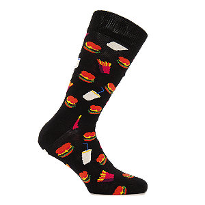 Happy Socks Hamburger Herren Socken 41-46, schwarz