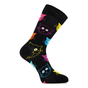 Happy Socks Cat Damen Socken 36-40, schwarz