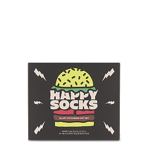 Happy Socks Blast Off Burger Herren Socken Geschenkbox 41-46, schwarz