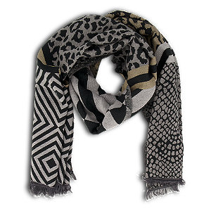 Codello Jacquard Damen Schal, schwarz, one size