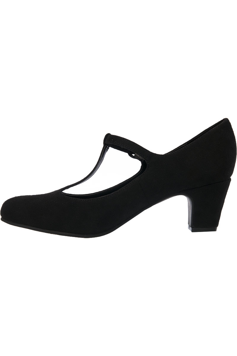 Deichmann Black T-Bar Court Shoes. 2