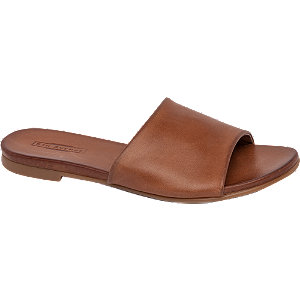 cognac leather mules