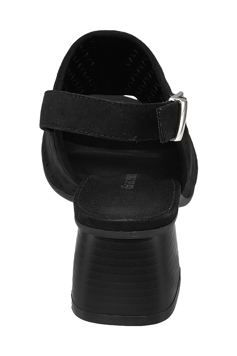 Deichmann Black Laser Cut Peep-toe Block Heels. 3