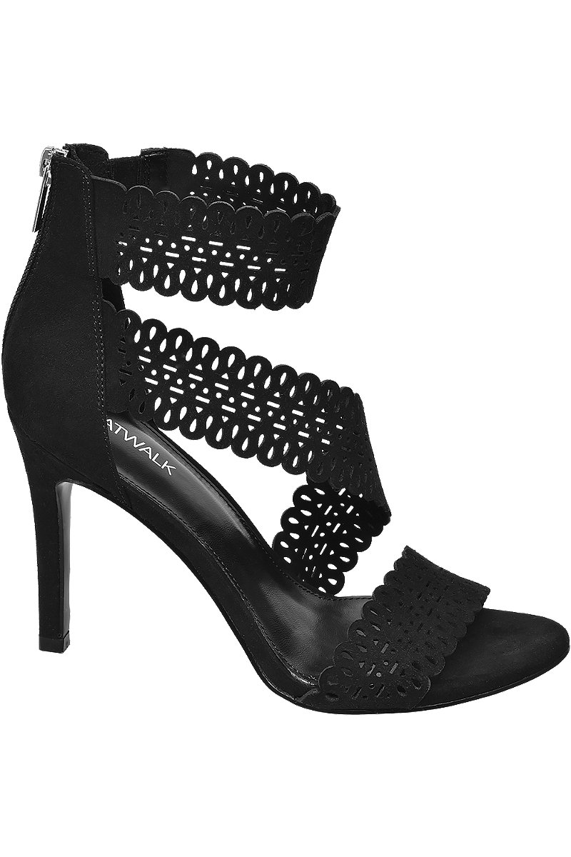 Deichmann Black Laser Cut High Heels - 00009001707994