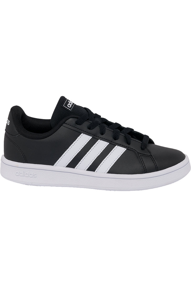 Deichmann Ladies Adidas Grand Court Black/ White Lace-up Trainers. 1