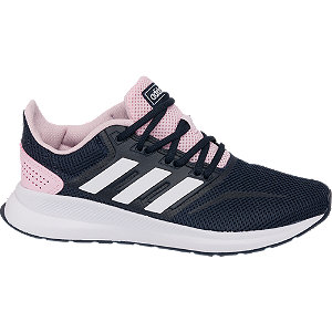 Adidas navy store and pink trainers