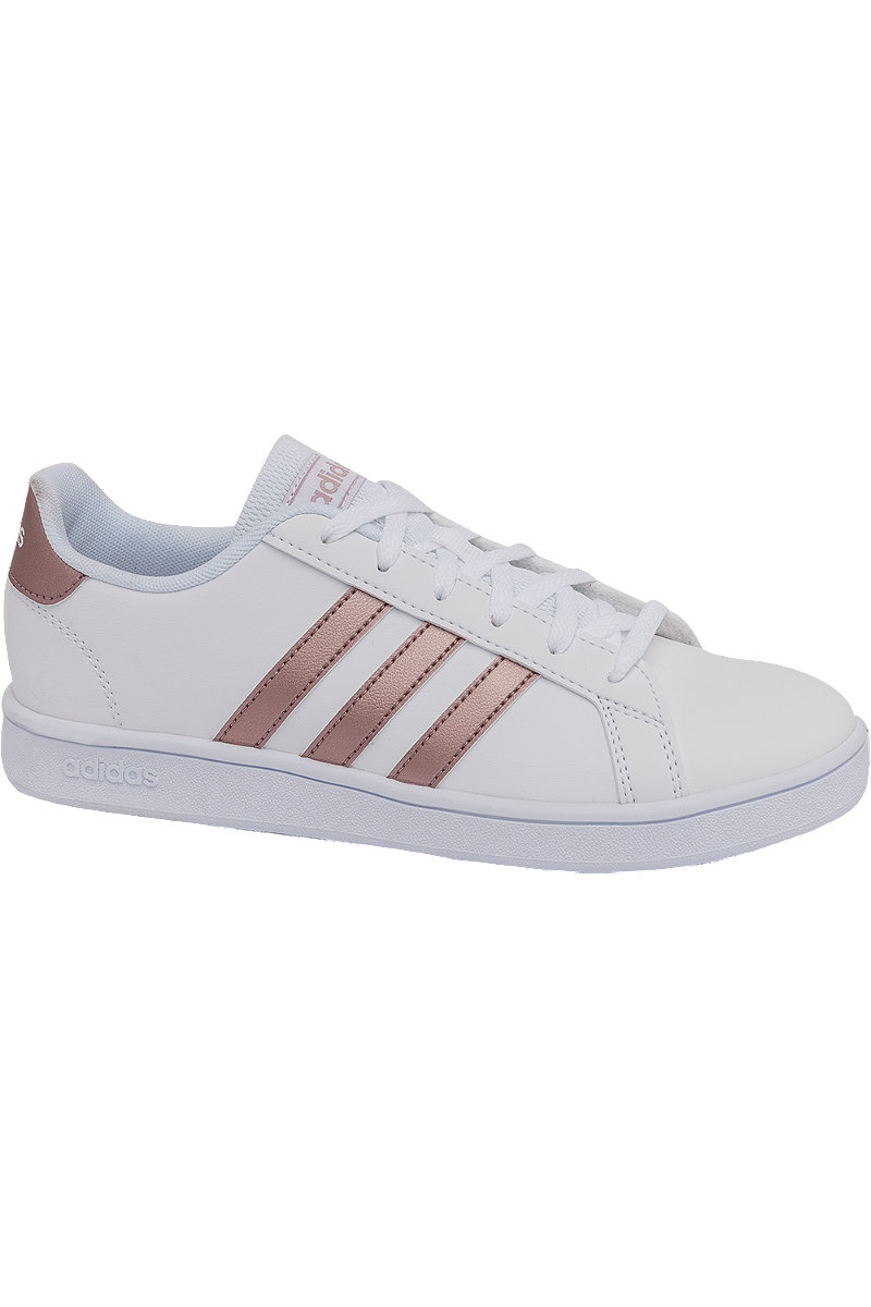 Deichmann - Teen Girls Adidas Grand Court Base White/ Rose Lace-up Trainers