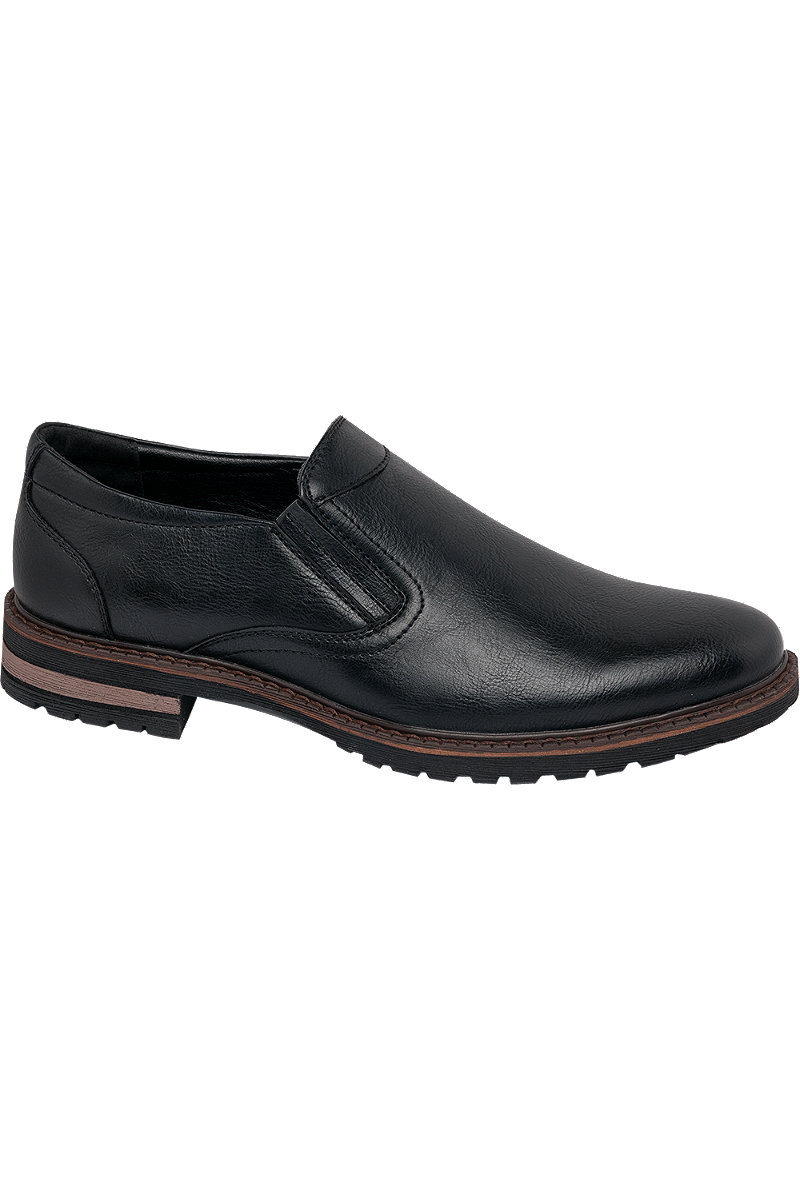 Deichmann Mens Memphis One Black Formal Slip-on Shoes. 1