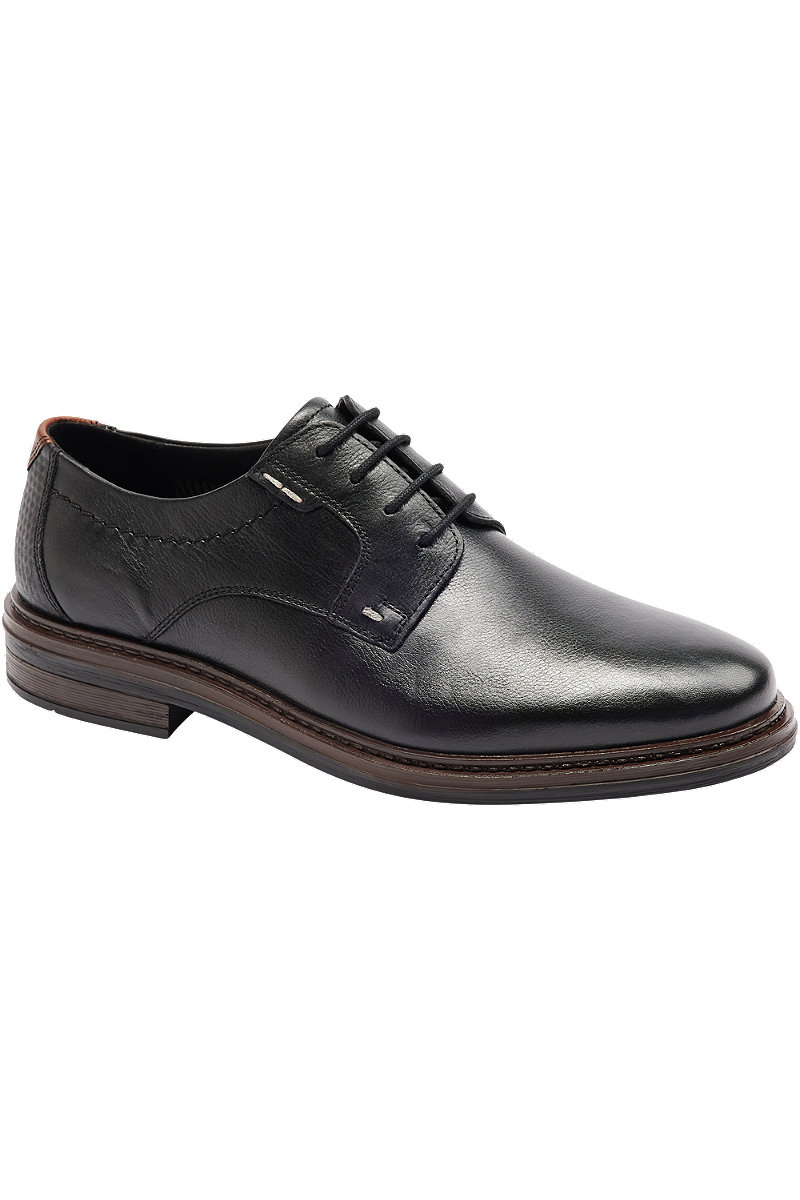 Deichmann Mens Claudio Conti Black Leather Lace-up Shoes. 1