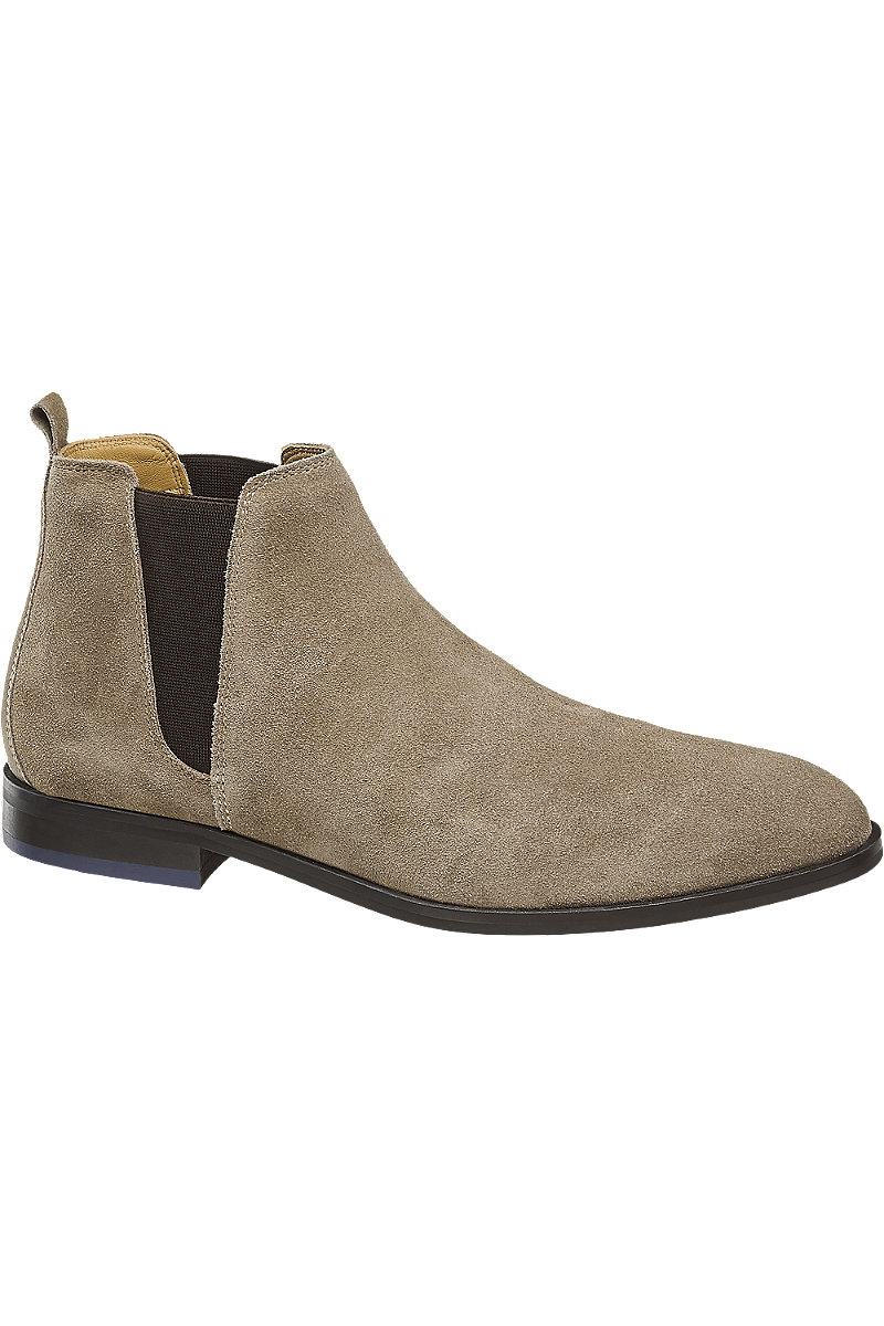 Deichmann Mens AM Shoe Beige Suede Chelsea Boots. 1