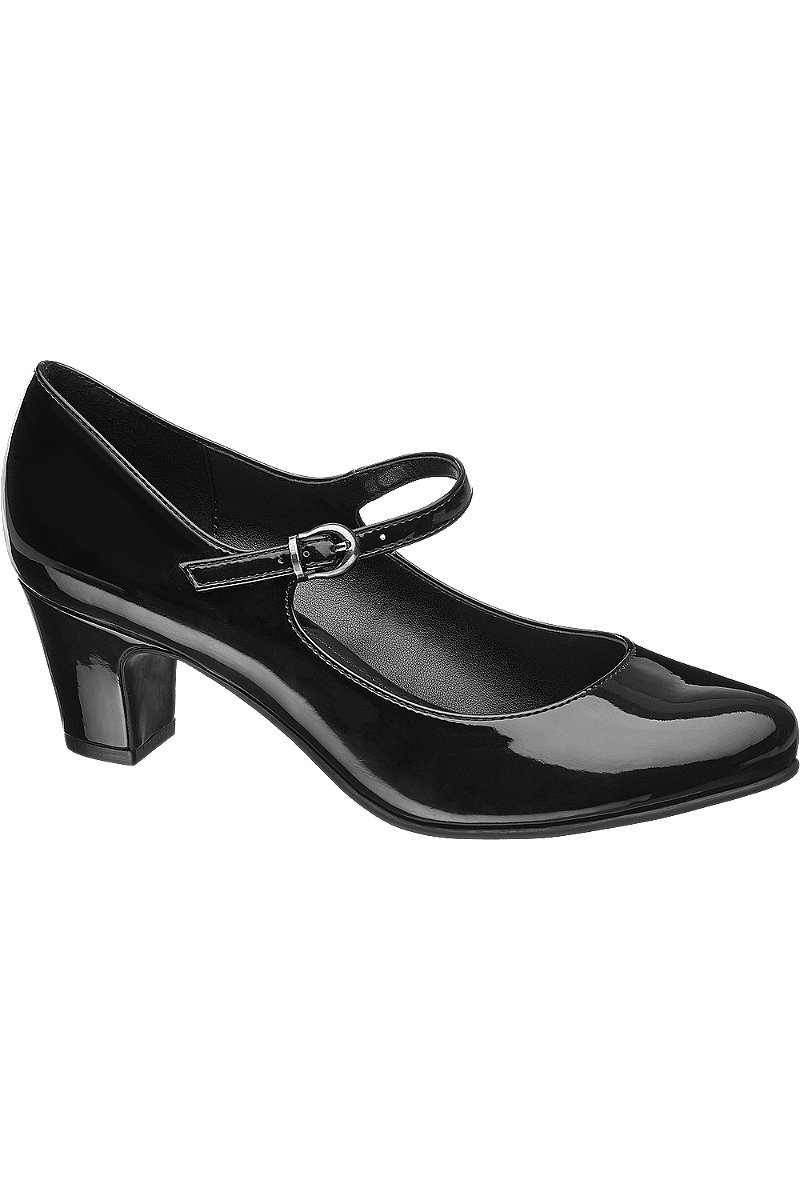 Deichmann Black Patent Mary Jane Heels. 1