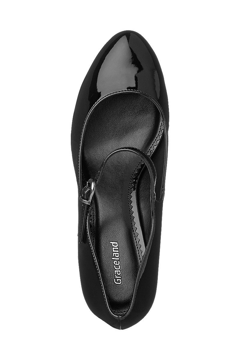 Deichmann Black Patent Mary Jane Heels. 2