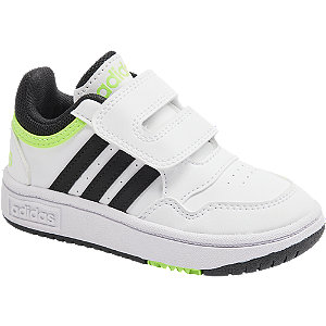 Levně Bílé dětské tenisky na suchý zip Adidas Hoops 3.0 Cf I