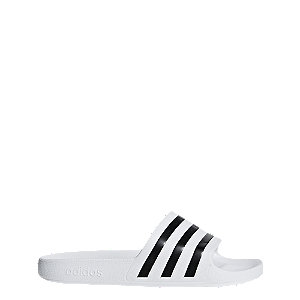 Levně Bílo-černé pantofle adidas Adilette Aqua