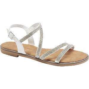 Levně Bílo-stříbrné sandály Claudia Ghizzani