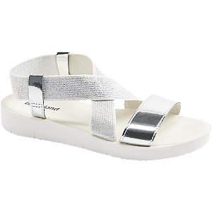 Levně Bílo-stříbrné sandály Graceland