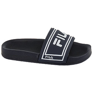 navy blue fila slides