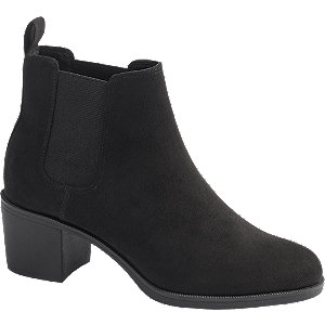 black suede heeled chelsea boots