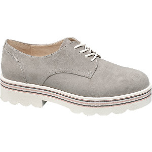 Graceland Lichtgrijze Veterschoen Plateauzool graceland kopen in de aanbieding