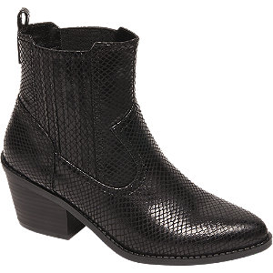 Graceland Zwarte Enkellaars Slangenprint graceland kopen in de aanbieding