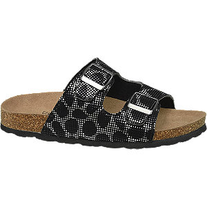 Graceland Zwartzilveren Slipper Leren Voetbed graceland kopen in de aanbieding Graceland Zwartzilveren Slipper Leren Voetbed graceland kopen in de aanbieding
