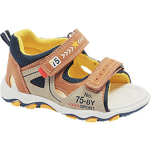 Levně Hnědo-modré dětské sandály na suchý zip Bobbi-Shoes