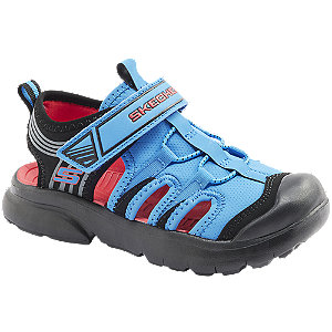 Levně Modré sandály na suchý zip Skechers