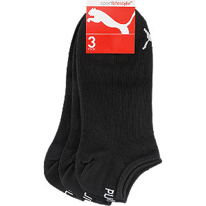 Puma 3er Pack Sneaker Socken Invisible Herren 43-46, schwarz, III