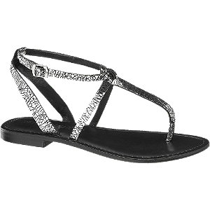 Levně Stříbrné kožené sandály Vero Moda