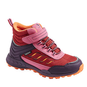 Levně Červeno-fialová kotníková obuv na suchý zip s TEX membránou Cortina