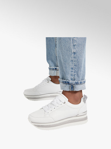 Graceland Plateau Sneaker in Weiß mit Glitzer-Details | DEICHMANN AT