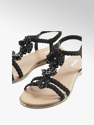 Sandalen schwarz blumen