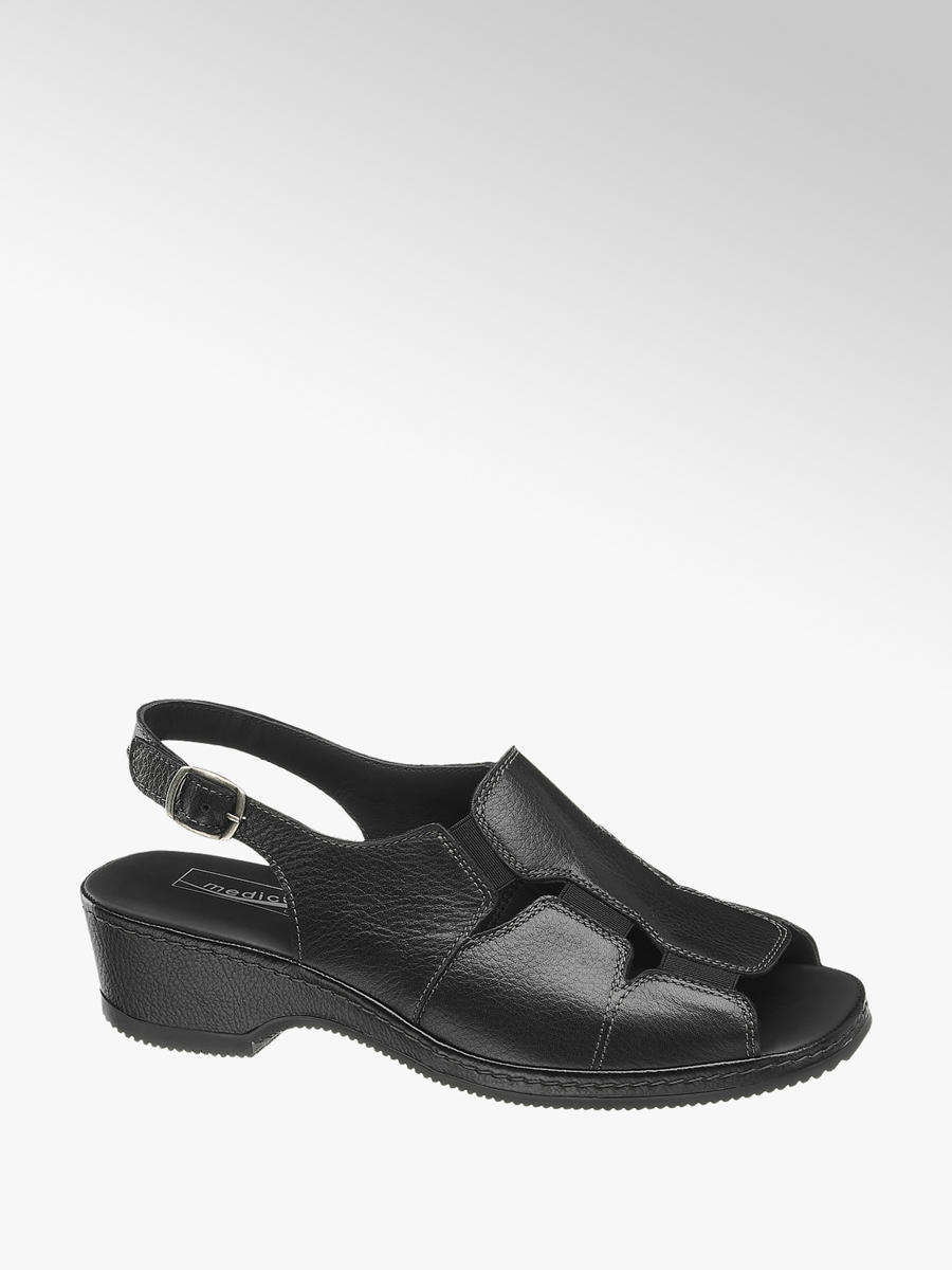 ladies black comfort sandals