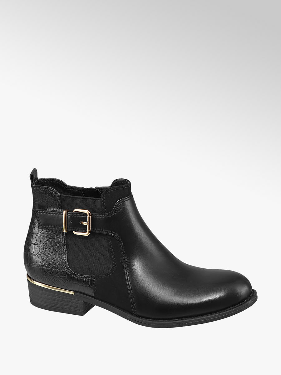 Zwarte chelsea boot crocoprint Collecties Fall musthaves Zwarte chelsea boot slangenprint Collecties Fall