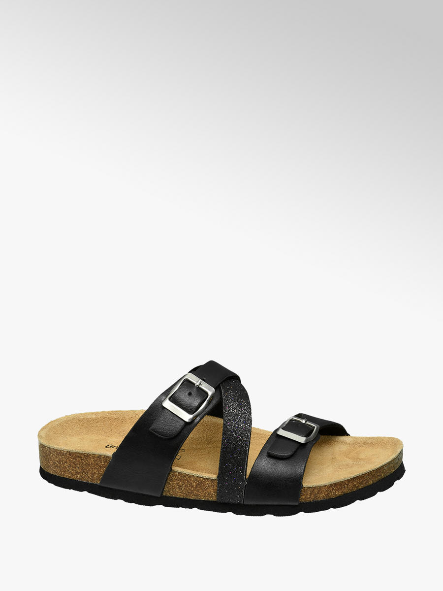 zwarte leren slippers