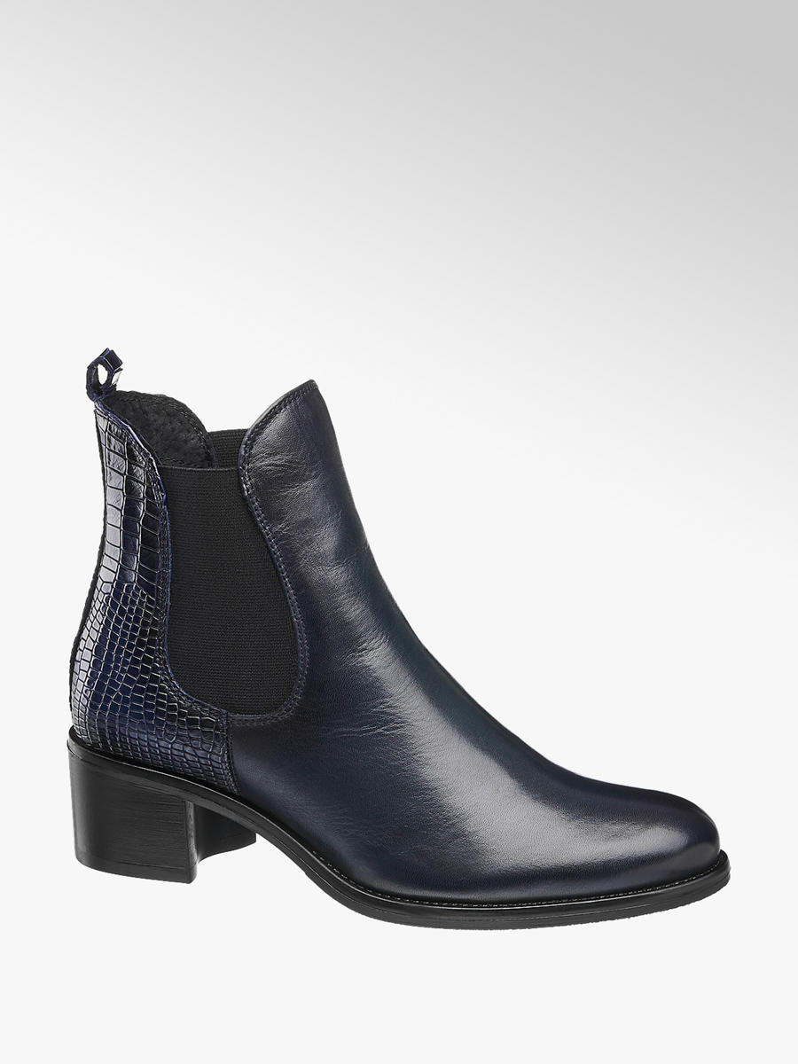 Donkerblauwe leren enkellaars Collecties Fall musthaves Donkerblauwe leren enkellaars Collecties Fall musthaves