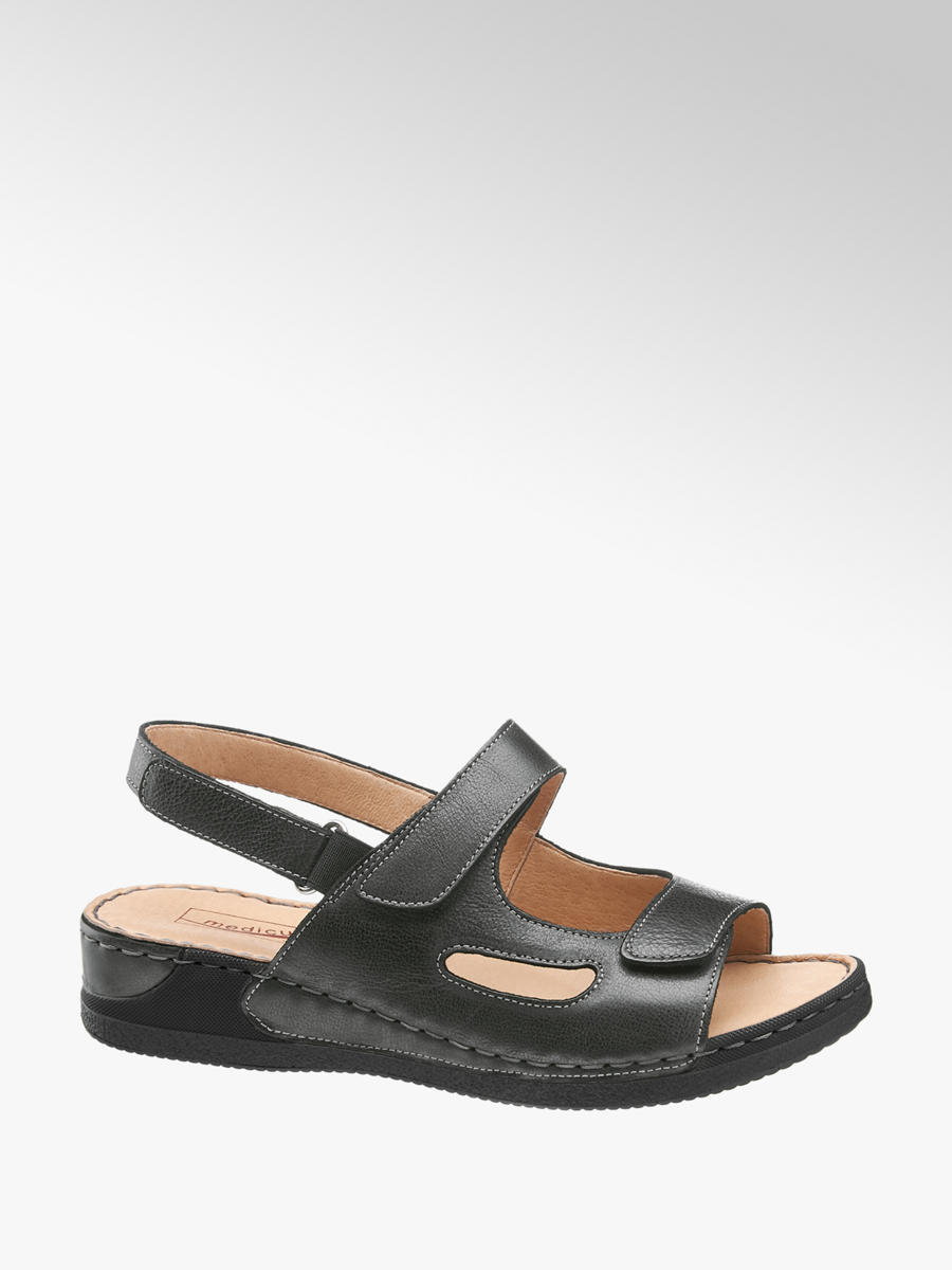 ladies black comfort sandals