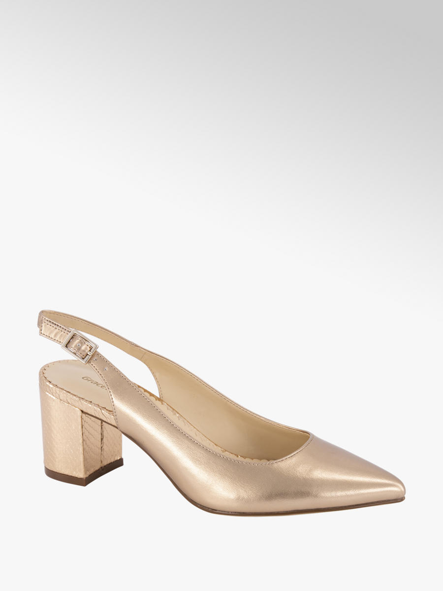 Rosé gouden slingback pump Collecties Trends Metallic Rosé gouden pump Collecties Trends Metallic